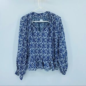 Sundays Blue Ruffle Blouse Small